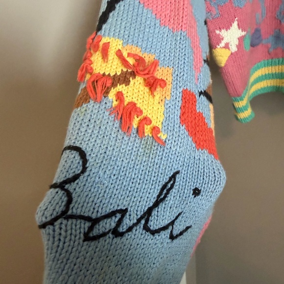 VTG Berek Hand Knit Cotton Cardigan Travel Capri Hawaii Caribbean Cropped S - Picture 8 of 15